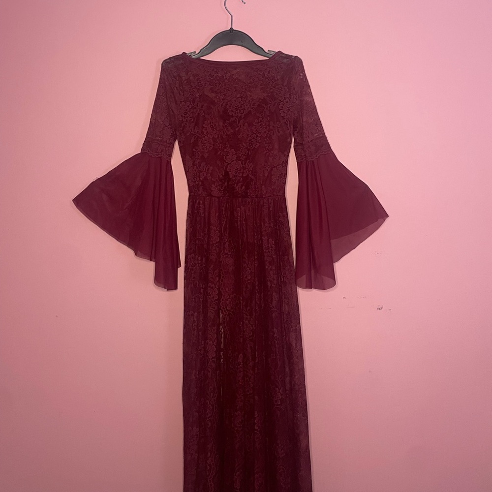 Deep red lace dance costume